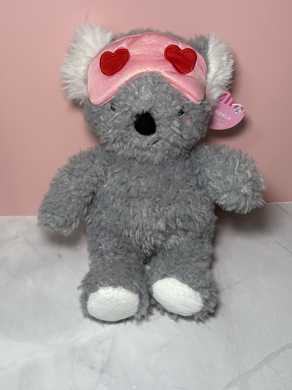 🐨 Koala Plush with Pink Heart Sleep Mask